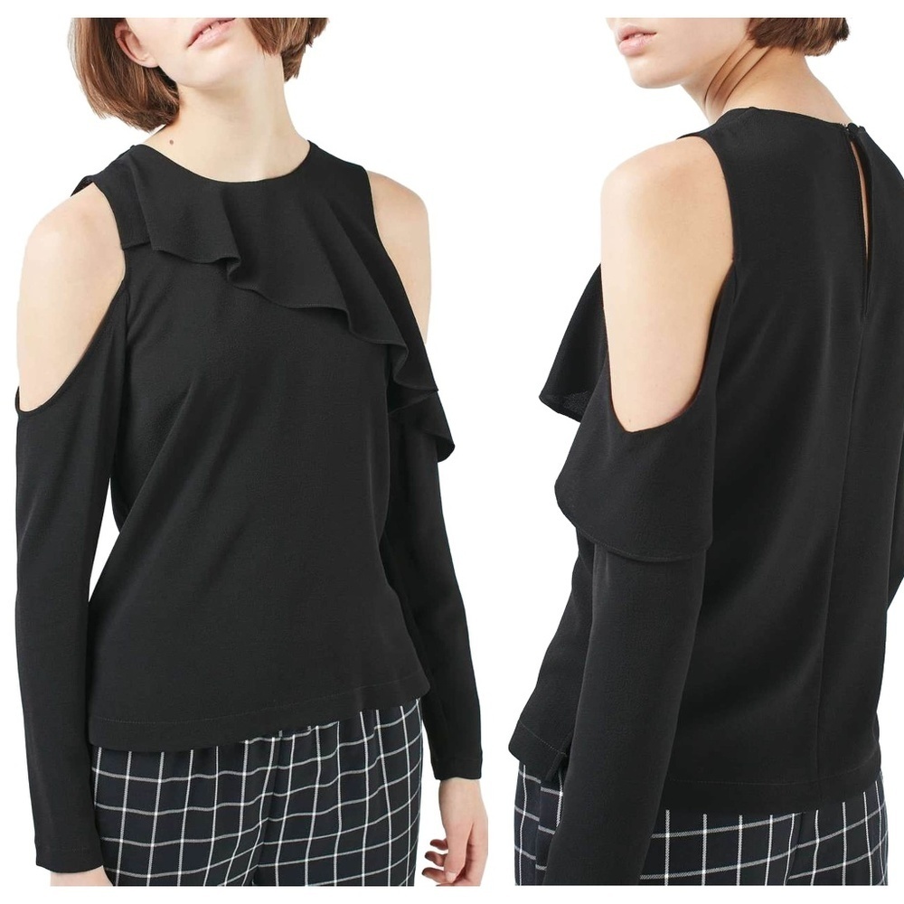 Topshop Izzy Cold Shoulder Ruffle Top